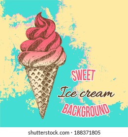 Sweet dessert, Ice cream, hand drawn vector illustration