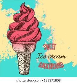 Sweet dessert, Ice cream, hand drawn vector illustration