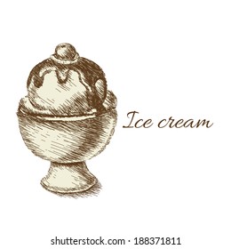 Sweet dessert, Ice cream, hand drawn vector illustration