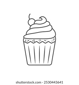 Sweet dessert icon in flat style. Cupcake vector illustration on isolated background. Muffin sign business concept.