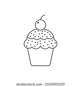 Sweet dessert icon in flat style. Cupcake vector illustration on isolated background. Muffin sign business concept.