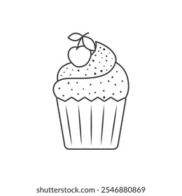 Sweet dessert icon in flat style. Cupcake vector illustration on isolated background. Muffin sign business concept.