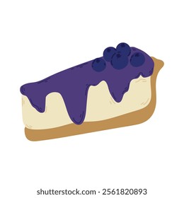 Sweet Dessert Illustration - Blueberry Cheesecake Pie