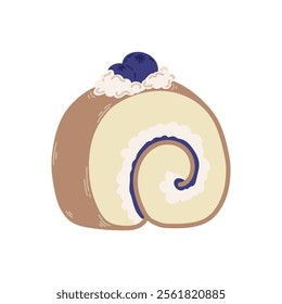 Sweet Dessert Illustration - Blueberry Roll Cake