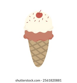 Sweet Dessert Illustration - Cone Ice Cream