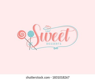 Sweet dessert logo design illustration.	