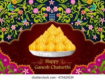 Sweet dessert modak in vector for Happy Ganesh Chaturthi