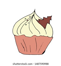 sweet dessert on white background. Ready illustrations for greeting cards, posters, stickers, Souvenirs, notebooks, calendars and design.Hand-drawn. Cartoon style. Vector