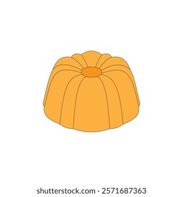 Sweet dessert orange jelly pudding vector illustration on white background