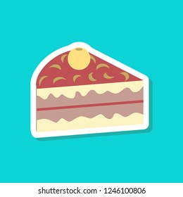 Sweet dessert in paper sticker Berry cake
