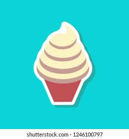 Sweet dessert in paper sticker Ice cream cone