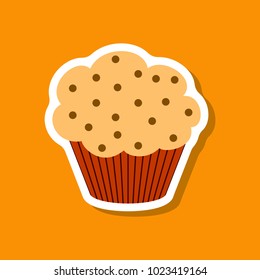 Sweet dessert in paper sticker Muffin