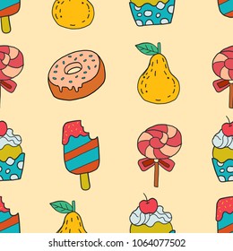 Sweet Dessert Pattern Seamless Vector Background