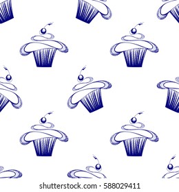 Sweet dessert pattern in sketch style.