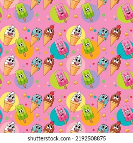 Sweet dessert seamless pattern illustration