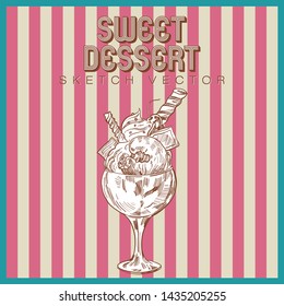 Sweet dessert sketch vector illustration