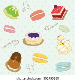 sweet dessert vector, can move every item, if you need. pastel color, so smooth and relaxing.