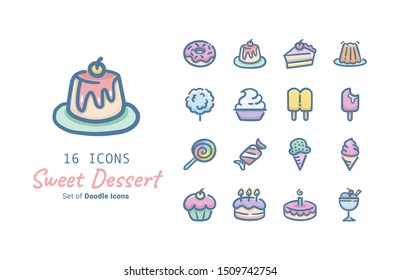 Sweet Dessert vector icon collection design