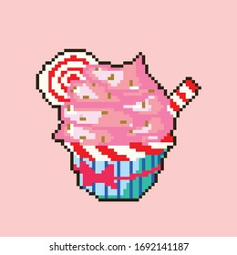 Sweet dessert vector illustration in pixel art