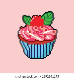 Sweet dessert vector illustration in pixel art