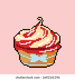 Sweet dessert vector illustration in pixel art