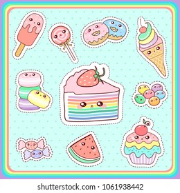 Sweet desserts collection in hand drawn style