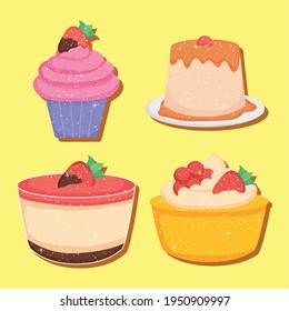 sweet desserts icon set design