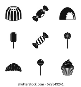 Sweet desserts icon set. Simple style set of 9 sweet vector icons for web isolated on white background