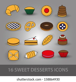 sweet desserts icons collection eps10