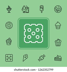 Sweet desserts line icon set. Set of line icons on white background. Candy, cake, doughnut. Vector illustration can be used for topics like confectionary, pastry, dessert 