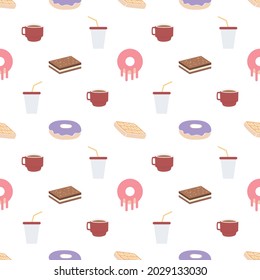 sweet desserts pattern transparent on a white background