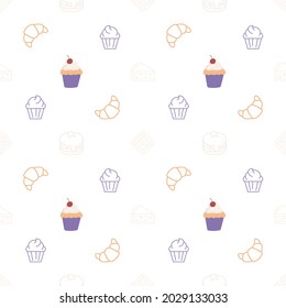 sweet desserts pattern transparent on a white background