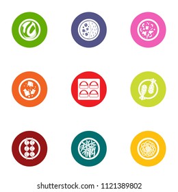 Sweet dinner icons set. Flat set of 9 sweet dinner vector icons for web isolated on white background
