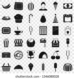 Sweet dish icons set. Simple style of 36 sweet dish vector icons for web for any design