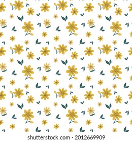 Sweet ditsy colorful floral seamless pattern against a white background. Good for fashion, kidswear, accessories, stationery, home decor, wallpapers. svg