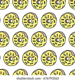 Sweet donate hand drawn seamless pattern. Handdrawn cartoon vector illustration