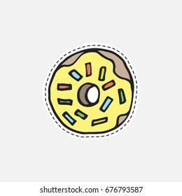 Sweet donate hand drawn seamless pattern. Handdrawn isolated cartoon vector illustration