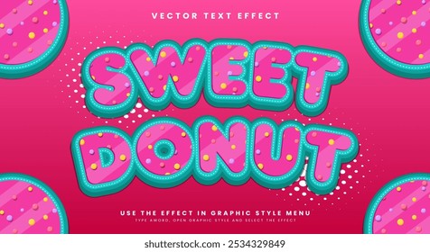 Sweet Donut 3d editable text effect Template