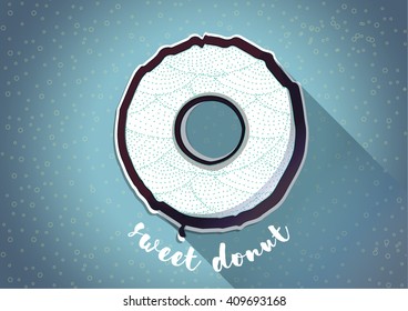 sweet donut. blue background. 