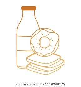 sweet donut with bread and milk