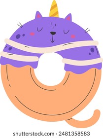 Ilustración vectorial de gato de donut dulce