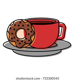 sweet donut with coffee cup