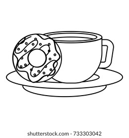 sweet donut with coffee cup