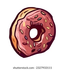 Sweet donut dessert with chocolate cream icon isolated