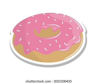 sweet donut dessert in sticker style