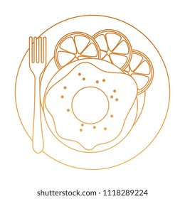 sweet donut in dish with oranges
