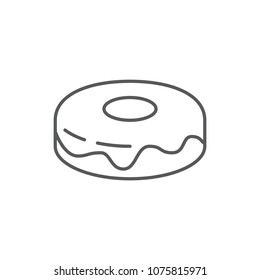 Sweet donut editable outline icon - pixel perfect symbol of baked dessert with frosting isolated on white background. Thin line vector illustration of delicious pastries.