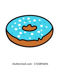 Sweet donut flat hand drawn style isolated on white background. Design elements symbol Editable icon silhouette  Sweet sugar icing donuts for menu Sweet dessert, banners confectionery vector EPS10