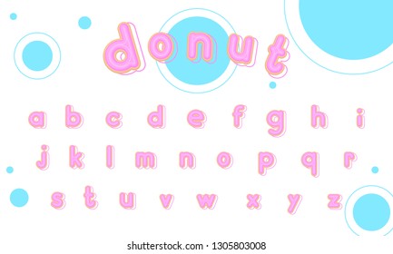 Sweet donut font lowercase vector