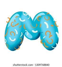 Sweet donut font vector. Letter M. Cartoon vector illustration. Hand drawn font with sweet bun. Actual Creative art bake alphabet